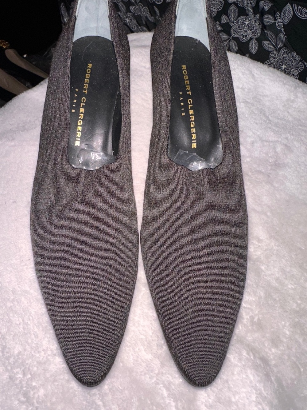 Vintage Robert Clergerie Paris Brown Taupe Textile Pointed Pumps Made France